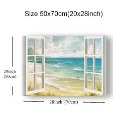 1pc Canvas Poster Open Window To Beach
