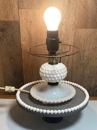 Hob Knob White Milk Glass Electric Lamp