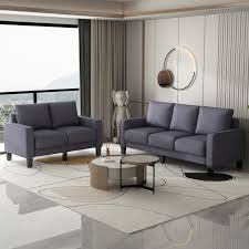 Furniture Sofa In Dark Grey Fabric