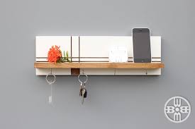 Wood Shelf With Key Hooks Entryway