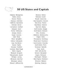 50 states and capitals list free