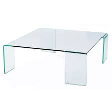 Glass Large Square Coffee Table On 4
