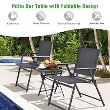 3 Piece Patio Table Set With Tempered