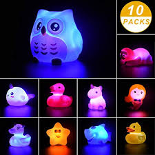 Undise 10 Pieces Bath Toys Light Up Floating Rubber Animal Toys Set For Baby Infants Kids Toddler Child Bathtub Bathroom Shower Games Swimming Pool Party The Frumcare Store