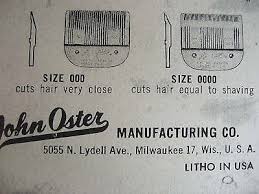 Vintage 1940s Barberhop Oster Clipper Size Chart Drawings