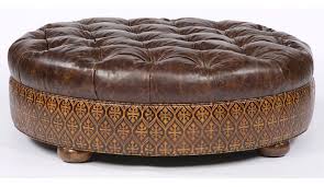 Large Round Tufted Leather Ottoman