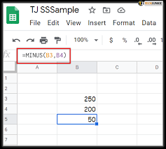 to subtract in google sheets with a formula