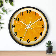 Orange Wall Clock Kitchen Clock Office