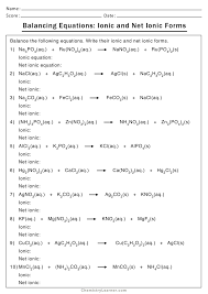 net ionic equation worksheets