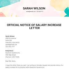 official notice 0f salary increase