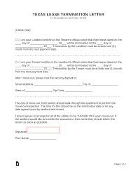 texas lease termination letter form