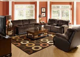 living room decor with dark brown couch