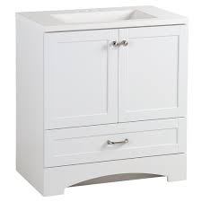 Changing up the look of any bathroom is as easy as adding a chic and modern bathroom vanity. Glacier Bay Lancaster 30 25 Inch W X 33 Inch H X 18 75 Inch D Bathroom Vanity In White Wit The Home Depot Canada