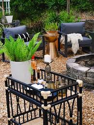 modern boho outdoor living space with