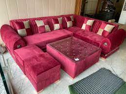 indian wooden jmd red gold sofa set