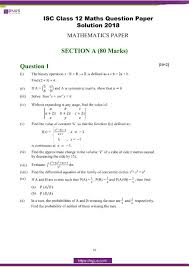 isc cl 12 maths question paper