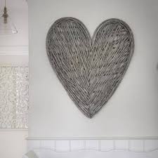 Large Grey Wicker Heart Hearts Wall