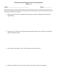 Writing Chemical Equations From Word