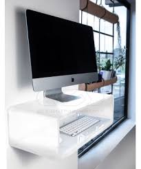 Wall Mount White Acrylic Suspended Desk