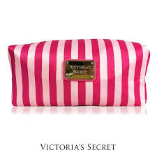 large cosmetic bag pink stripe