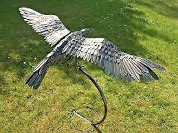 Silver Eagle In Flight On Stand Garden