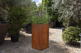 Corten Steel Tall Cube Metal Planters