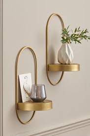 Buy Set Of 2 Gold Wall Shelves From The