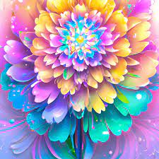 rainbow flower 4k digital graphic