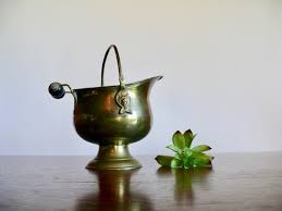 Brass Ash Bucket With Wood Handle