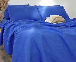 Royal Blue Linen Fitted Sheet
