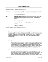 Deed Of Pledge Loan Template Word Pdf By Business In A Box