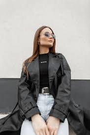 Black Leather Coat With A Black Tshirt