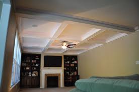 hand made coffered ceiling installation