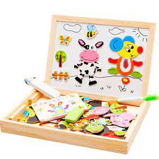 Đồ chơi gỗ ghép hình con vật trên bảng từ thông minh cho bé tập sáng tạo