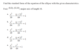 Solved Find The Standard Form Of The