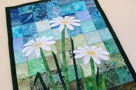 Batik Daisy Quilted Wall Hanging Art