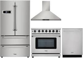 All the major players in the kitchen and laundry departments and is known for having helpful employees to it's worth noting that you can also shop appliance bundles, which make it simple to pick out a new kitchen appliance package when. Thor Kitchen 4 Piece Kitchen Appliances Package With Hrf3601f 36 Inch French Door Refrigerator Lrg3601u 36 Inch Gas Range Hdw2401ss 24 Inch Fully Integrated Dishwasher And Hrh3607 36 Inch Range Hood In Stainless Steel Appliances Connection