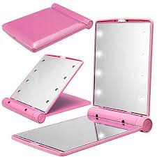 led lighted travel makeup mirror dual