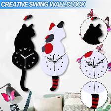 Cat Acrylic Wall Clock With Swing Tail