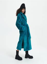 Faux Fur Coat Colour Teal Green