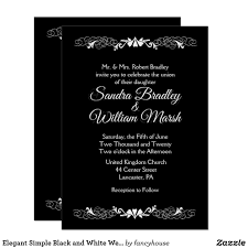 Elegant Simple Black And White Wedding Invitation Black White