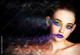 beauty woman bright color makeup