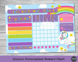 Unicorn Personalised Reward Chart Behaviour Chore Kids