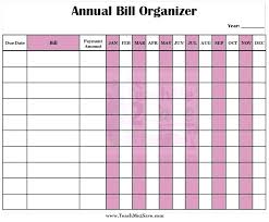 Blank Monthly Bills Calendar Printable Bill Organizer Template Free