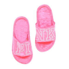 Details About Victorias Secret Pink Slippers Velour Slides House Shoes Embroidered Logo Nwt
