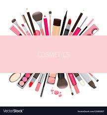 makeup cosmetics tools on banner