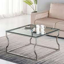 Glass Square Coffee Table With Clear