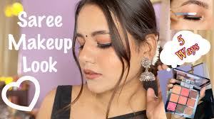 indian affordable saree makeup look
