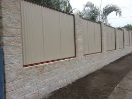 Elegant White Cement Block Fence Wall