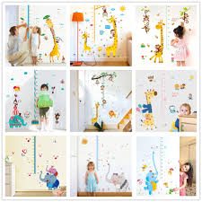 Us 4 79 40 Off Jungle Animals Giraffe Elephant Height Measure Wall Sticker For Kids Rooms Growth Chart Nursery Room Decor Wall Decals Art In Wall